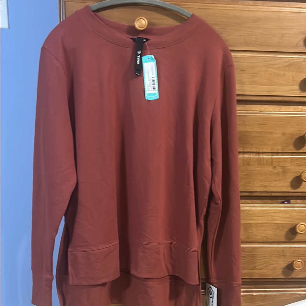 Mpg Brick Red Long Sleeve Top